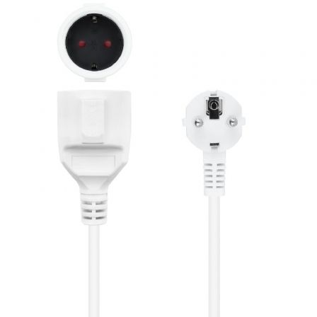 Nanocable Cable de Alimentación Alargador Schuko, 2 m, Blanco